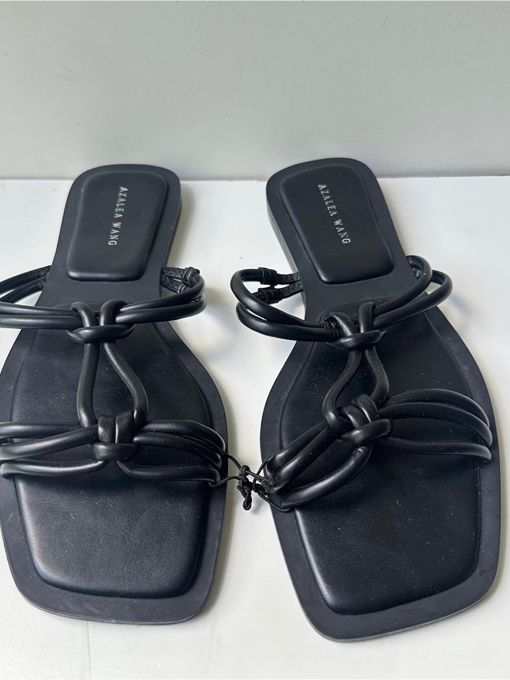 Azalea Wang Stetson Black Knot Flat Square Toe Sandals Women's Size 11
